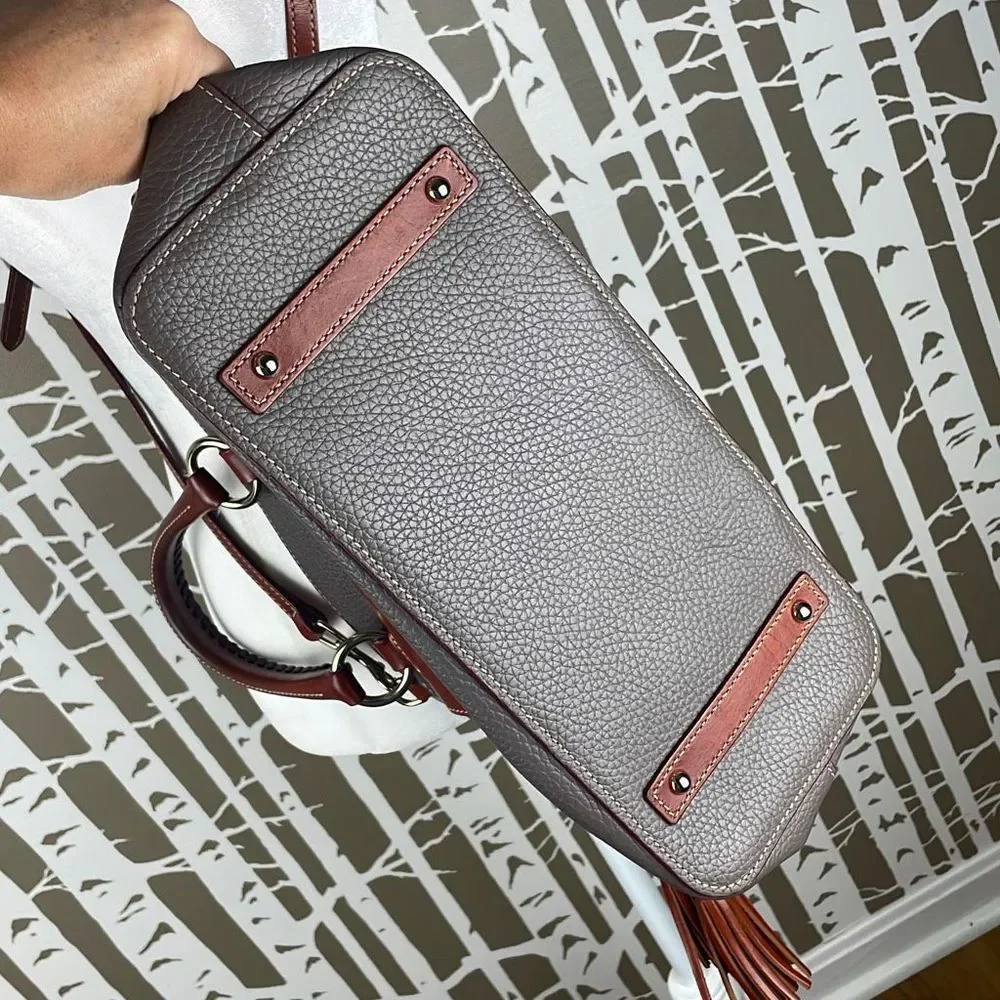 Dooney & Bourke Gray Satchel with Brown Trim - Picture 5 of 16